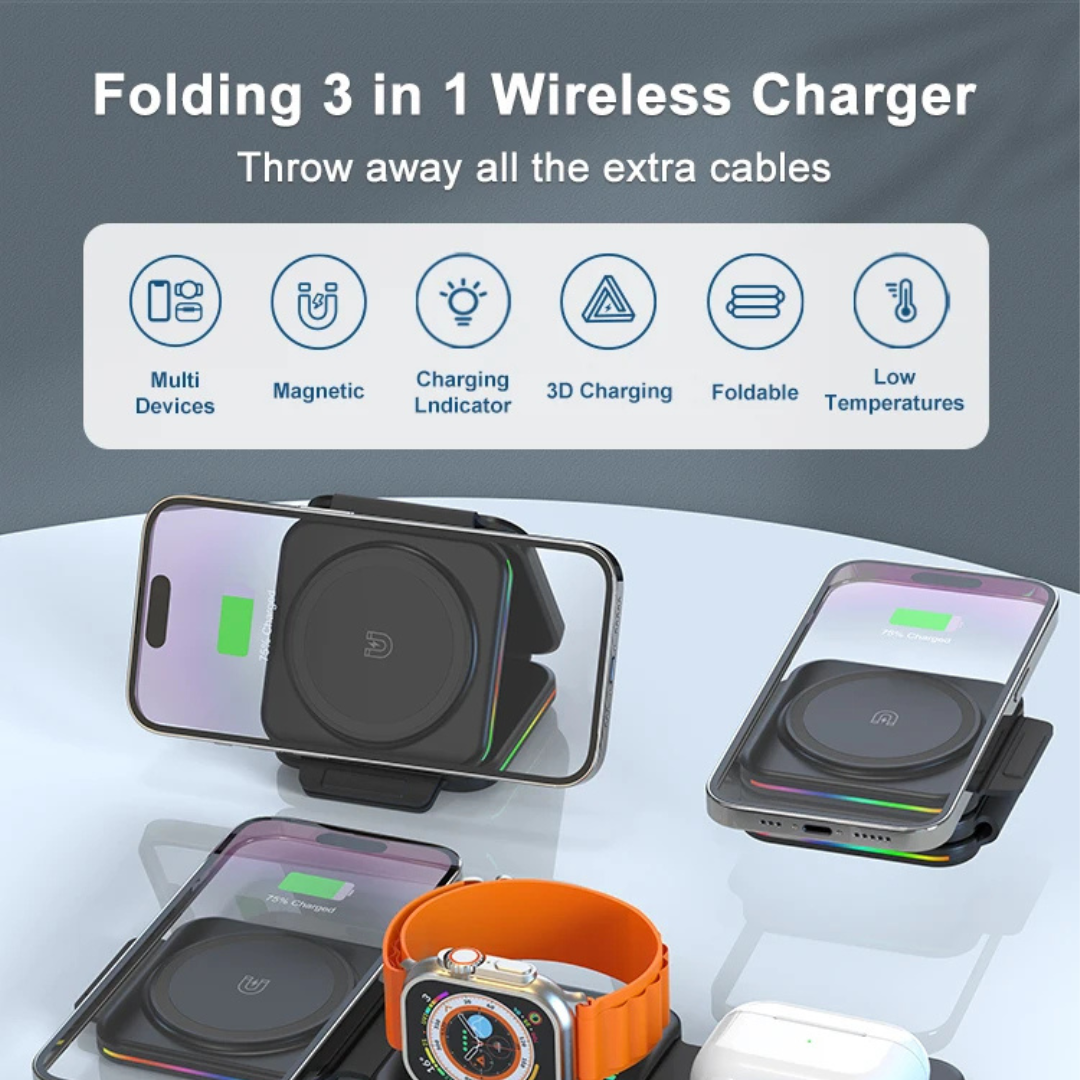 3-in-1 Foldable Fast Wireless Charger