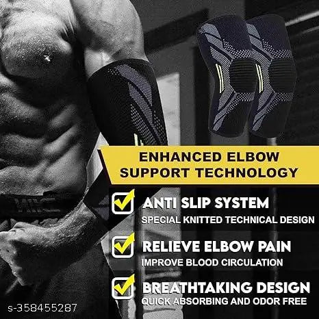 Elbow Support Sleeves (1 Pair) – Compression Brace for Men & Women | Ideal for Gym, Tendonitis, Tennis, Volleyball, Cricket | Pain Relief & Injury Support