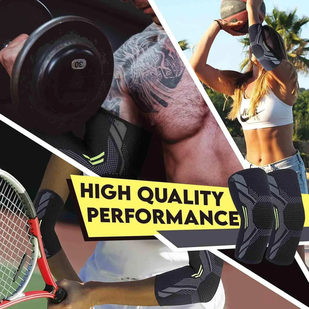 Elbow Support Sleeves (1 Pair) – Compression Brace for Men & Women | Ideal for Gym, Tendonitis, Tennis, Volleyball, Cricket | Pain Relief & Injury Support