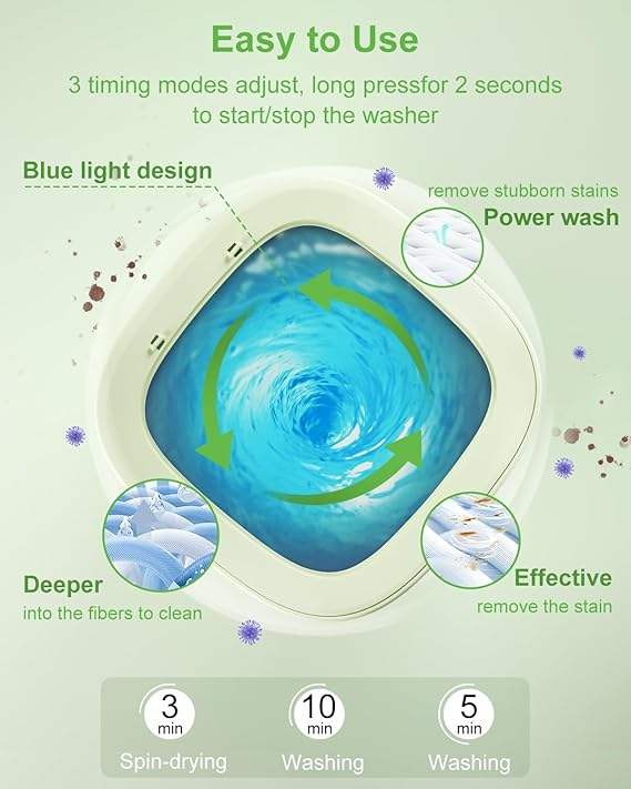 Portable Mini Washing Machine – 15L Foldable Washer