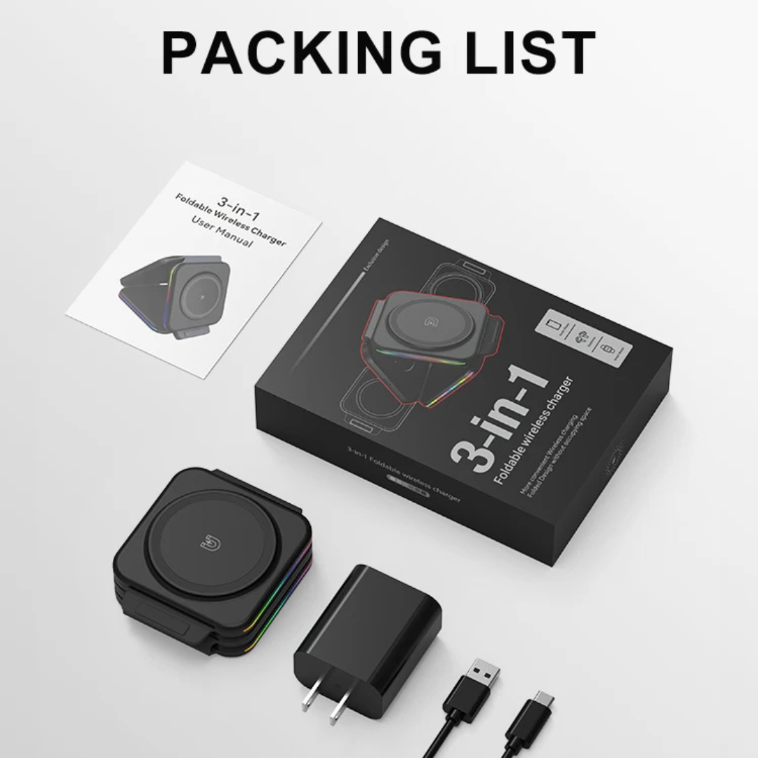 3-in-1 Foldable Fast Wireless Charger
