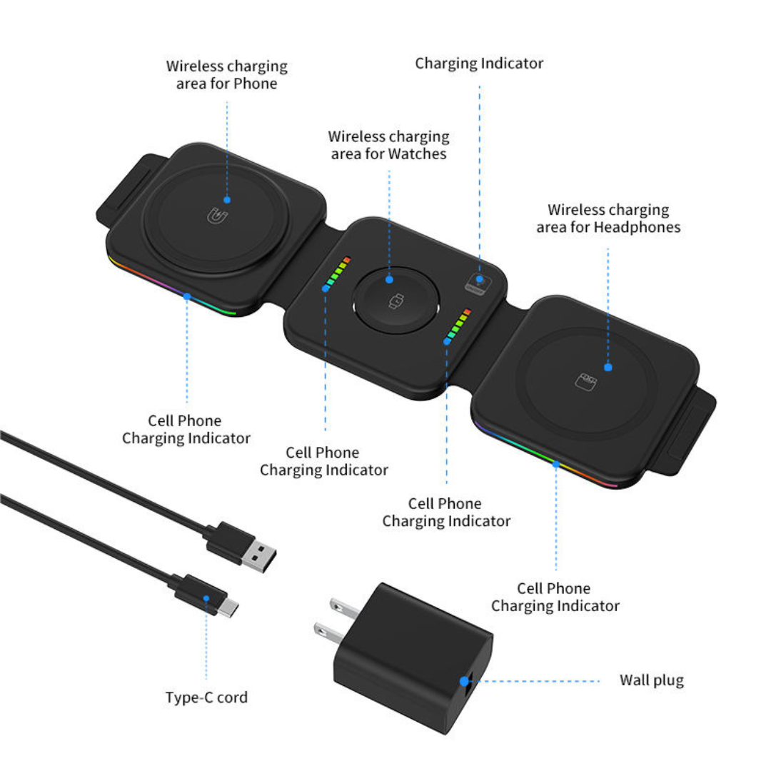 3-in-1 Foldable Fast Wireless Charger