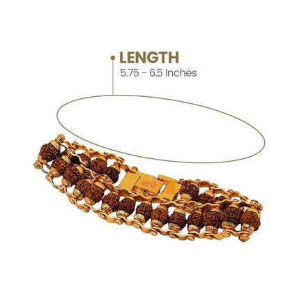 Genuine Paanch Mukhi Modern Rudraksha Bracelet With Gold Plating