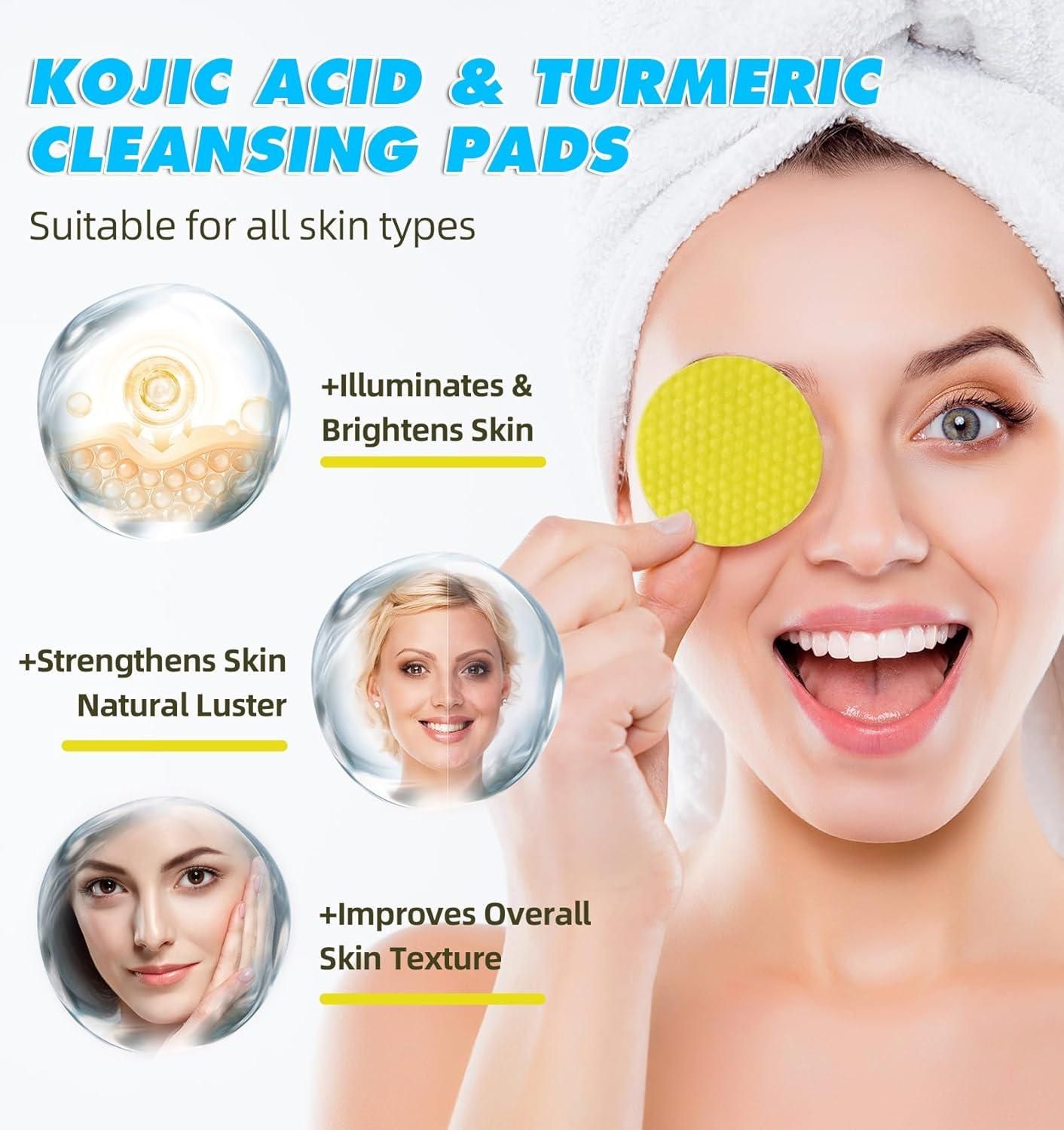 Kojic Acid & Turmeric Cleansing Pads ( 60 Pads ) ⭐⭐⭐⭐⭐ 74995+ Reviews