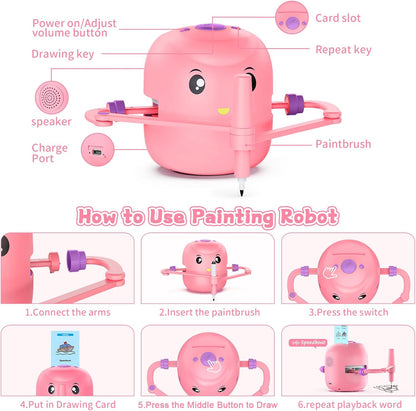 Smart Drawing Robot for Kids | Montessori Educational Art Toy with Voice Interaction, 16 Color Pens & 150 Learning Cards | Perfect Gift for 5+ Boys & Girls