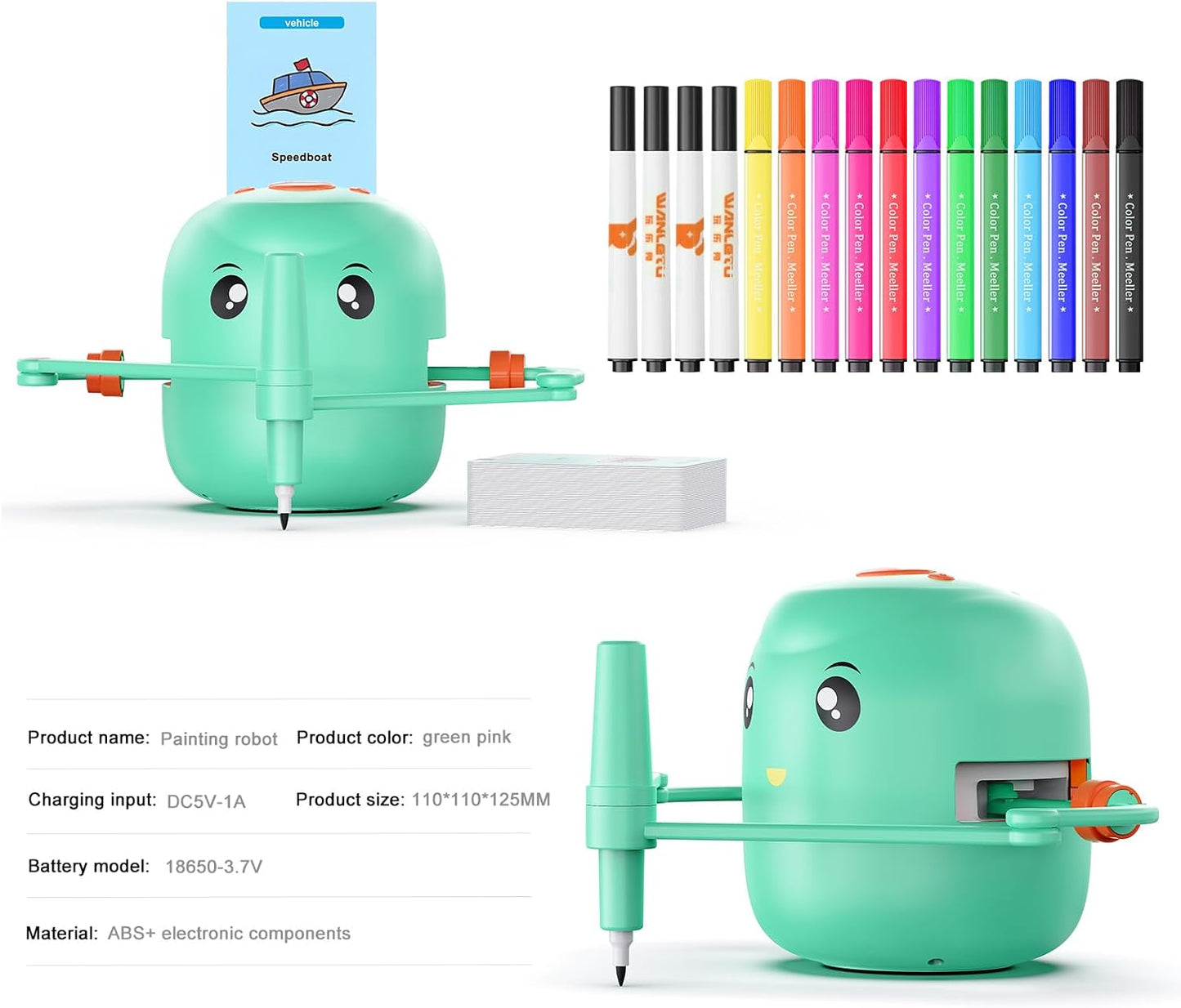 Smart Drawing Robot for Kids | Montessori Educational Art Toy with Voice Interaction, 16 Color Pens & 150 Learning Cards | Perfect Gift for 5+ Boys & Girls