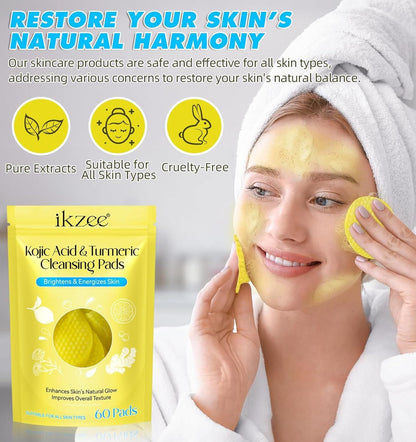 Kojic Acid & Turmeric Cleansing Pads ( 60 Pads ) ⭐⭐⭐⭐⭐ 74995+ Reviews