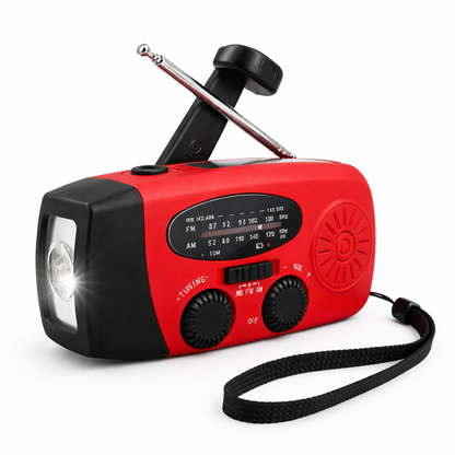 2000mAh Emergency Solar Hand Crank Radio with Power Bank – AM/FM, SOS Alarm & Flashlight 2000mAh
