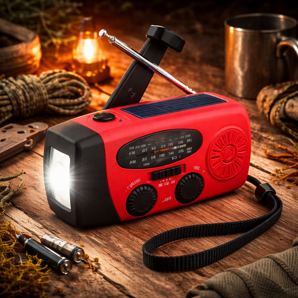 2000mAh Emergency Solar Hand Crank Radio with Power Bank – AM/FM, SOS Alarm & Flashlight 2000mAh
