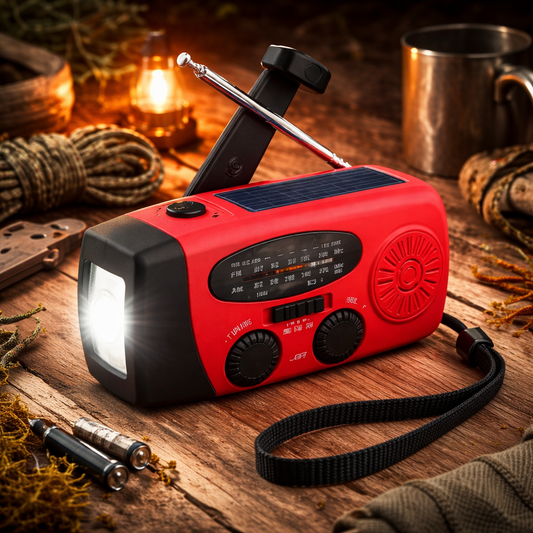 2000mAh Emergency Solar Hand Crank Radio with Power Bank – AM/FM, SOS Alarm & Flashlight 2000mAh