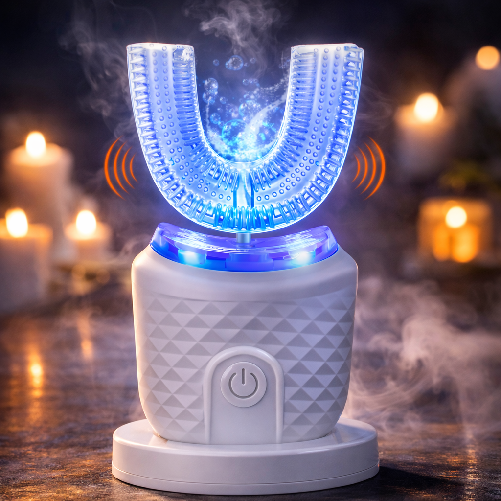 360° Automatic U-Shaped Ultrasonic Electric Toothbrush | Smart Sonic Teeth Whitening & Cleaning Brush with Cold Light Therapy for Kids & Adults