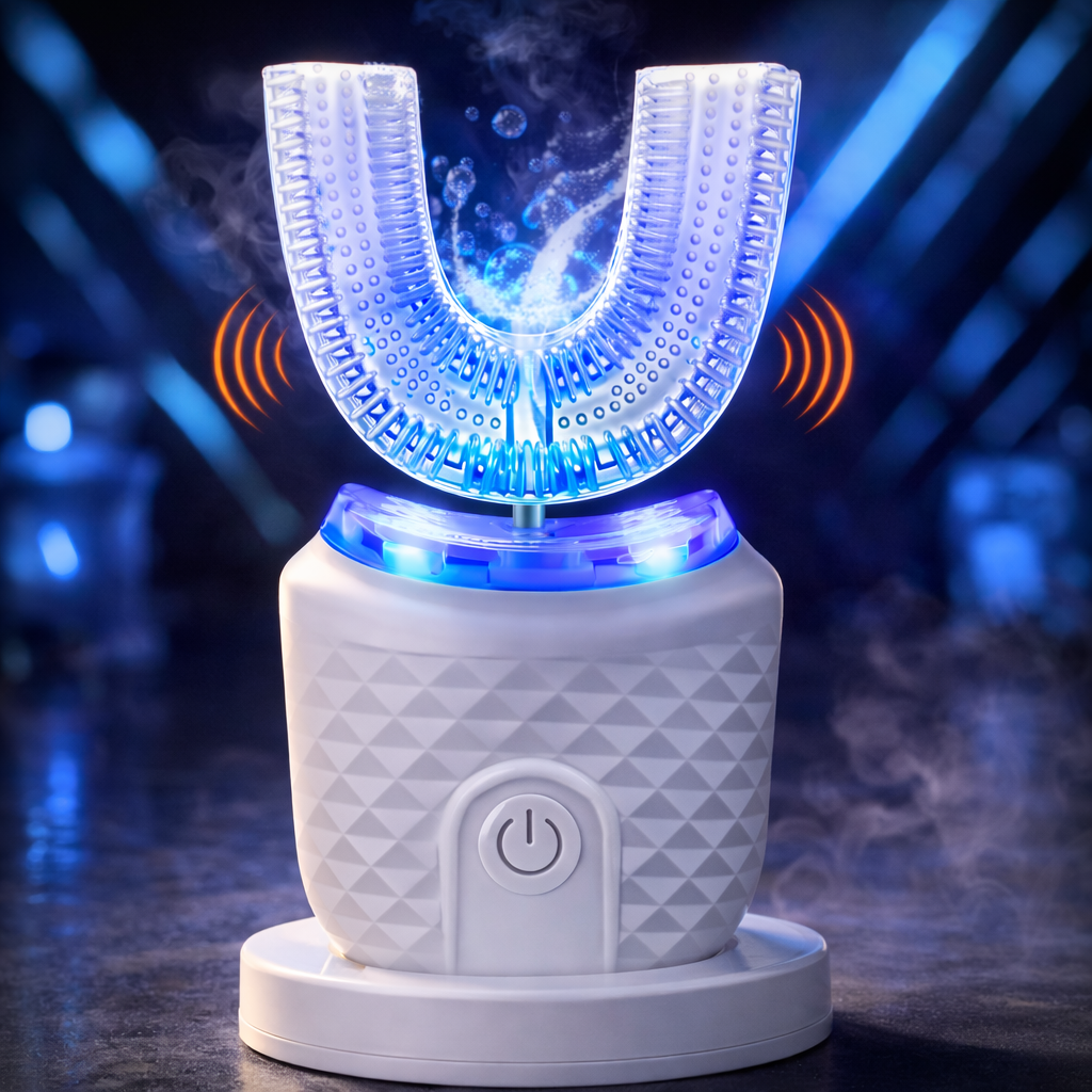 360° Automatic U-Shaped Ultrasonic Electric Toothbrush | Smart Sonic Teeth Whitening & Cleaning Brush with Cold Light Therapy for Kids & Adults