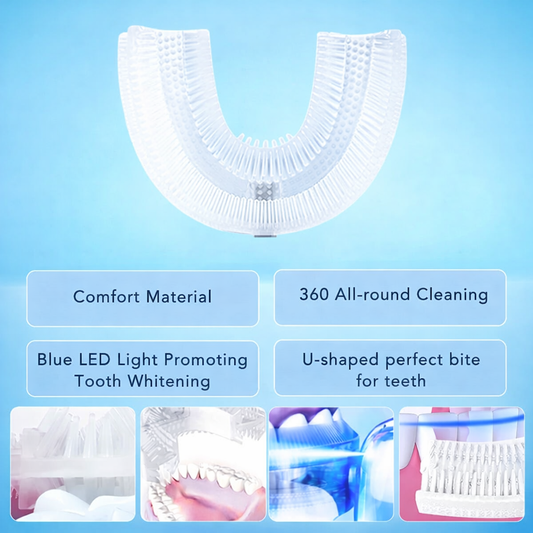 360° Automatic U-Shaped Ultrasonic Electric Toothbrush | Smart Sonic Teeth Whitening & Cleaning Brush with Cold Light Therapy for Kids & Adults
