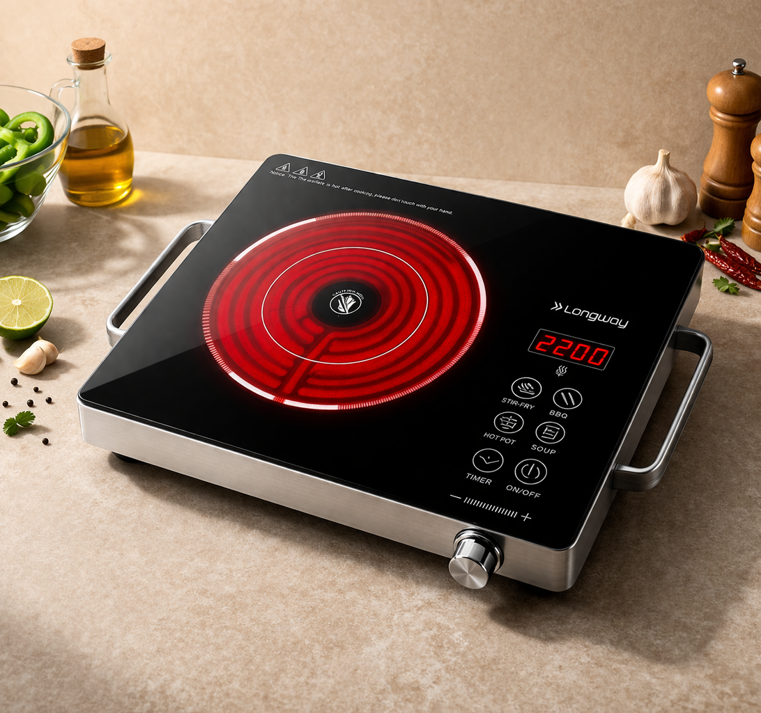 Portable Infrared Cooker | Works with ALL Utensils | Smart LPG Alternative for Fast, Safe &amp; Energy-Efficient Cooking | 2200W