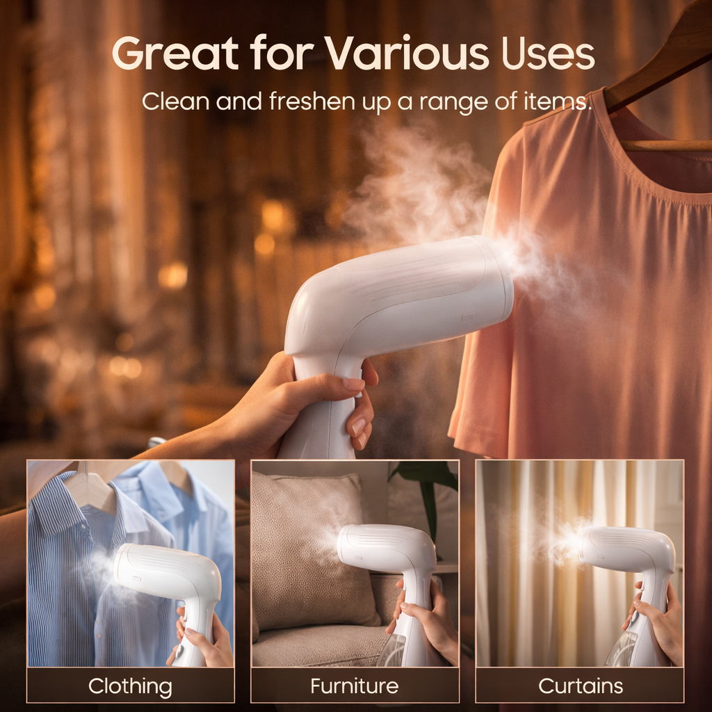Portable Steam Iron for Travel & Home - 1500W Handheld Garment Steamer –