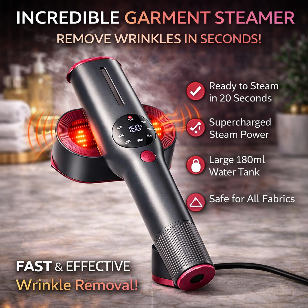 Portable Electric Garment Steamer with Smart LCD Display (1200W)