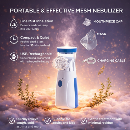 Portable Mesh Nebulizer – Quiet, Efficient Asthma & Respiratory Relief On-the-Go