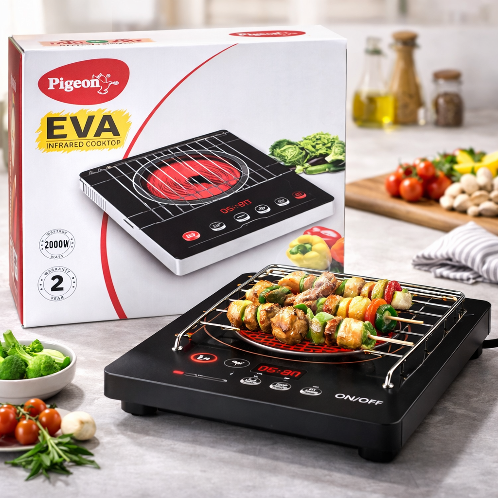 Pigeon Portable Infrared Cooker | Works with ALL Utensils | Smart LPG Alternative for Fast, Safe &amp; Energy-Efficient Cooking | 2200W