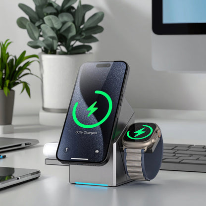 3-in-1 Magnetic Wireless Charging Stand (15W Qi2 Fast Charger)
