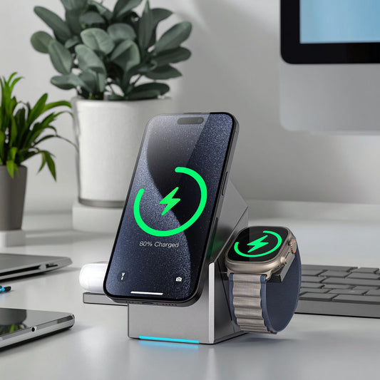 3-in-1 Magnetic Wireless Charging Stand (15W Qi2 Fast Charger)