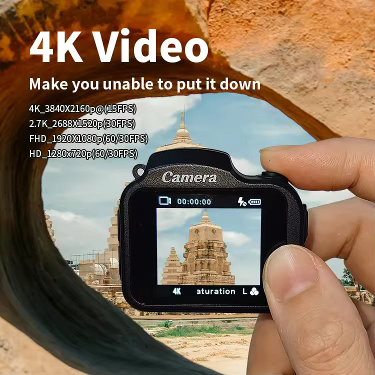 Mini Digital Retro Camera Keychain 4K Small Flash Portable Photo Video Camera for Body Worn Photography Photo Shoot