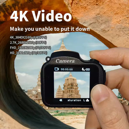 Mini Digital Retro Camera Keychain 4K Small Flash Portable Photo Video Camera for Body Worn Photography Photo Shoot