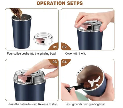 Electric Coffee Bean Grinder – Multi-Functional Stainless Steel Spice, Herb & Nut Grinder for Kitchen
