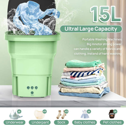 Portable Mini Washing Machine – 15L Foldable Washer