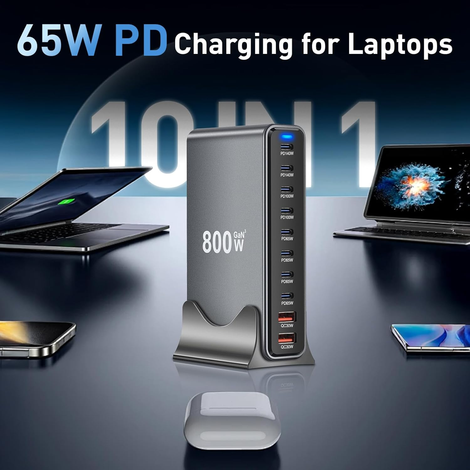 800W USB C Charger Block 10-Multiport USB C Charging Station