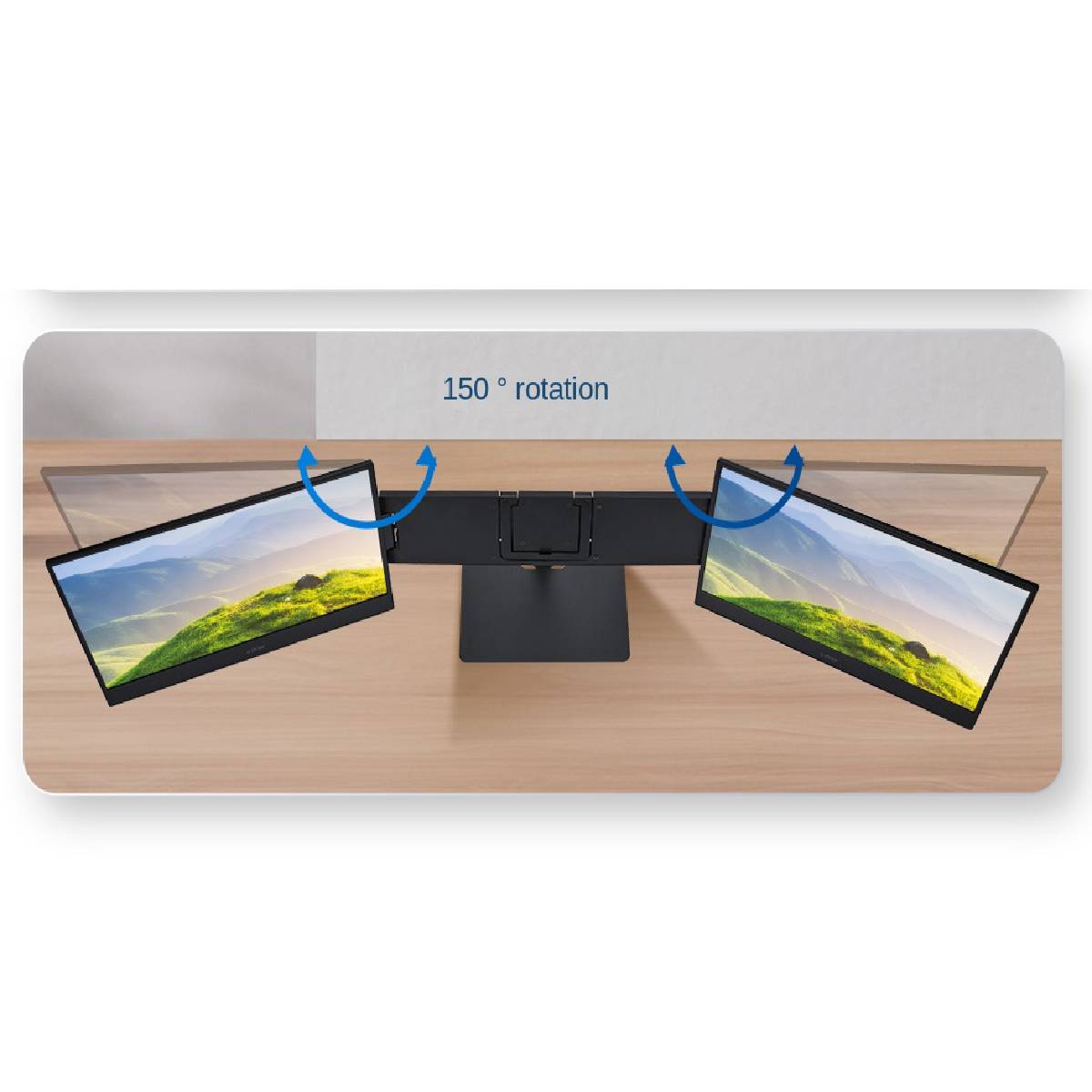 Triple Laptop Monitor Extender | Left Screen 360° Rotating Portable Laptop Display