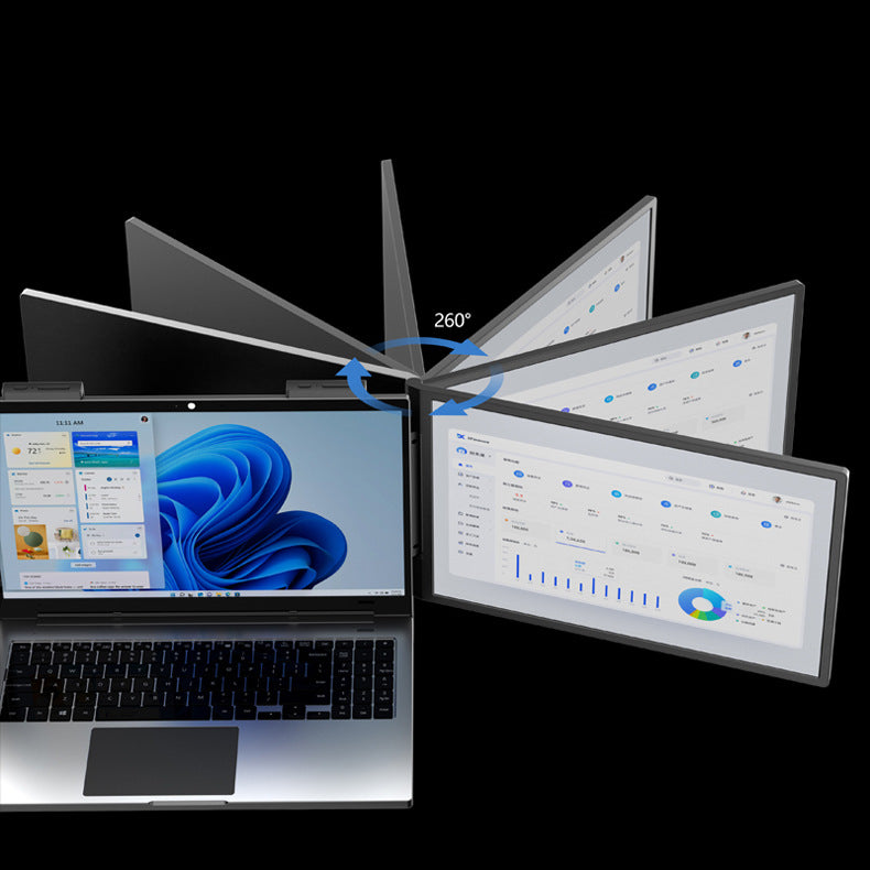 Triple Laptop Monitor Extender | Left Screen 360° Rotating Portable Laptop Display