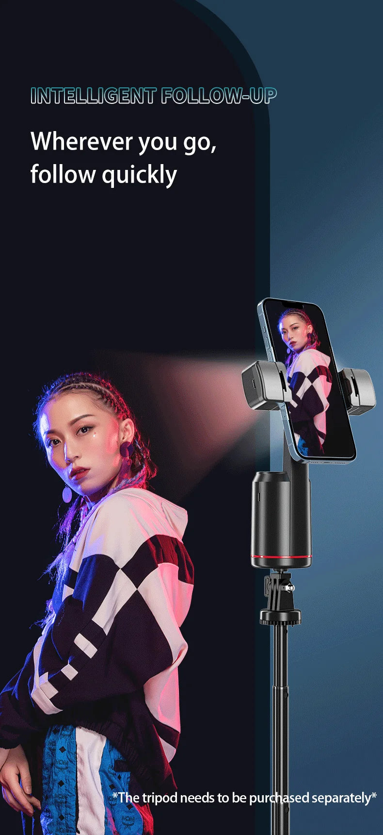 Auto Face AI Tracking Gimbal Stabilizer Camera Tripod Selfie Stick Phone Shooting Stand Remote 360° Rotating Phone Holder