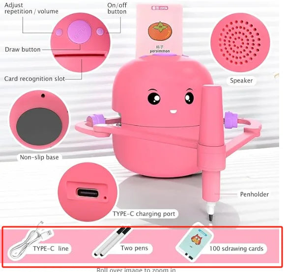 Smart Drawing Robot for Kids | Montessori Educational Art Toy with Voice Interaction, 16 Color Pens & 150 Learning Cards | Perfect Gift for 5+ Boys & Girls
