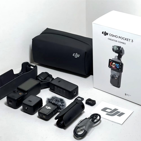DJI Osmo Pocket 3 Creator Combo — 1″ CMOS Vlogging Camera with 4K/120fps, 3-Axis Stabilization, Fast Focusing & Mic Included