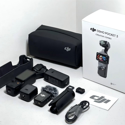 DJI Osmo Pocket 3 Creator Combo — 1″ CMOS Vlogging Camera with 4K/120fps, 3-Axis Stabilization, Fast Focusing & Mic Included