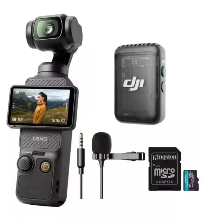 DJI Osmo Pocket 3 Creator Combo — 1″ CMOS Vlogging Camera with 4K/120fps, 3-Axis Stabilization, Fast Focusing & Mic Included