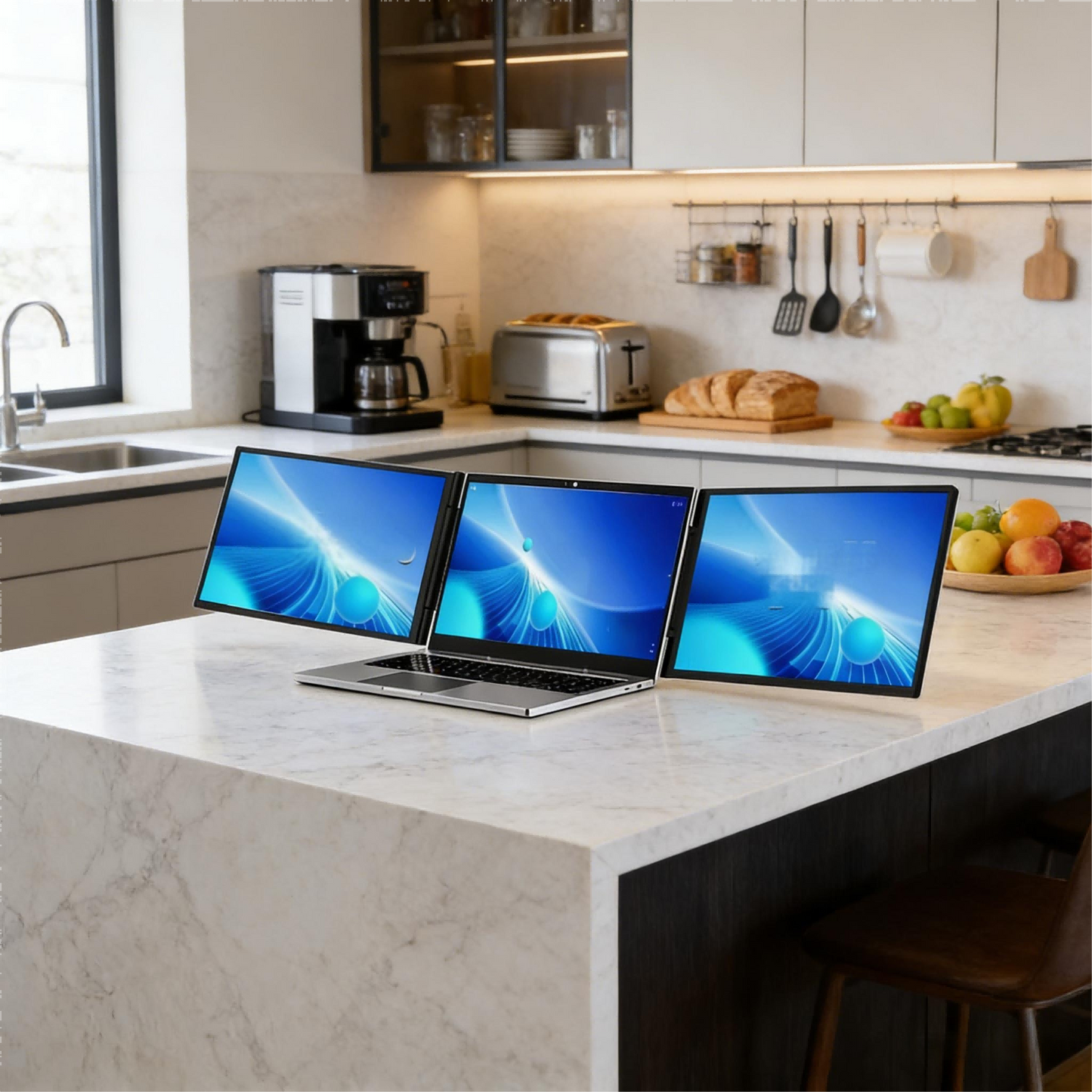 Triple Laptop Monitor Extender | Left Screen 360° Rotating Portable Laptop Display