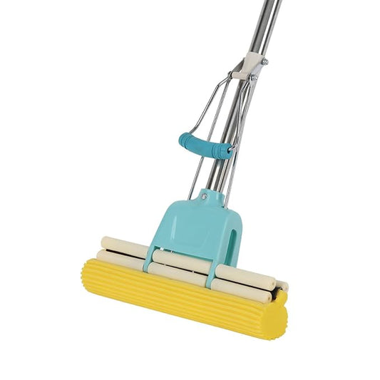 Multi-Functional Stainless Steel Adjustable Floor Cleaning Mop with Telescopic Handle and Water-Absorbing Sponge - Ideal for Home, Kitchen, and Bathroom