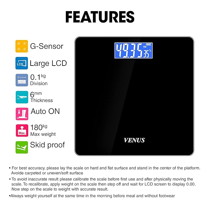 Digital Personal Weight Machine – Upto 180 kg Capacity | Bathroom Scale with 24 Months Warranty