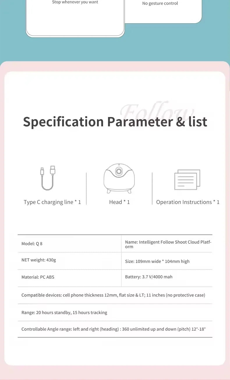 GLAMCOR Star Tracker  AI-Powered Auto Face Tracking & Content Creation Gimbal