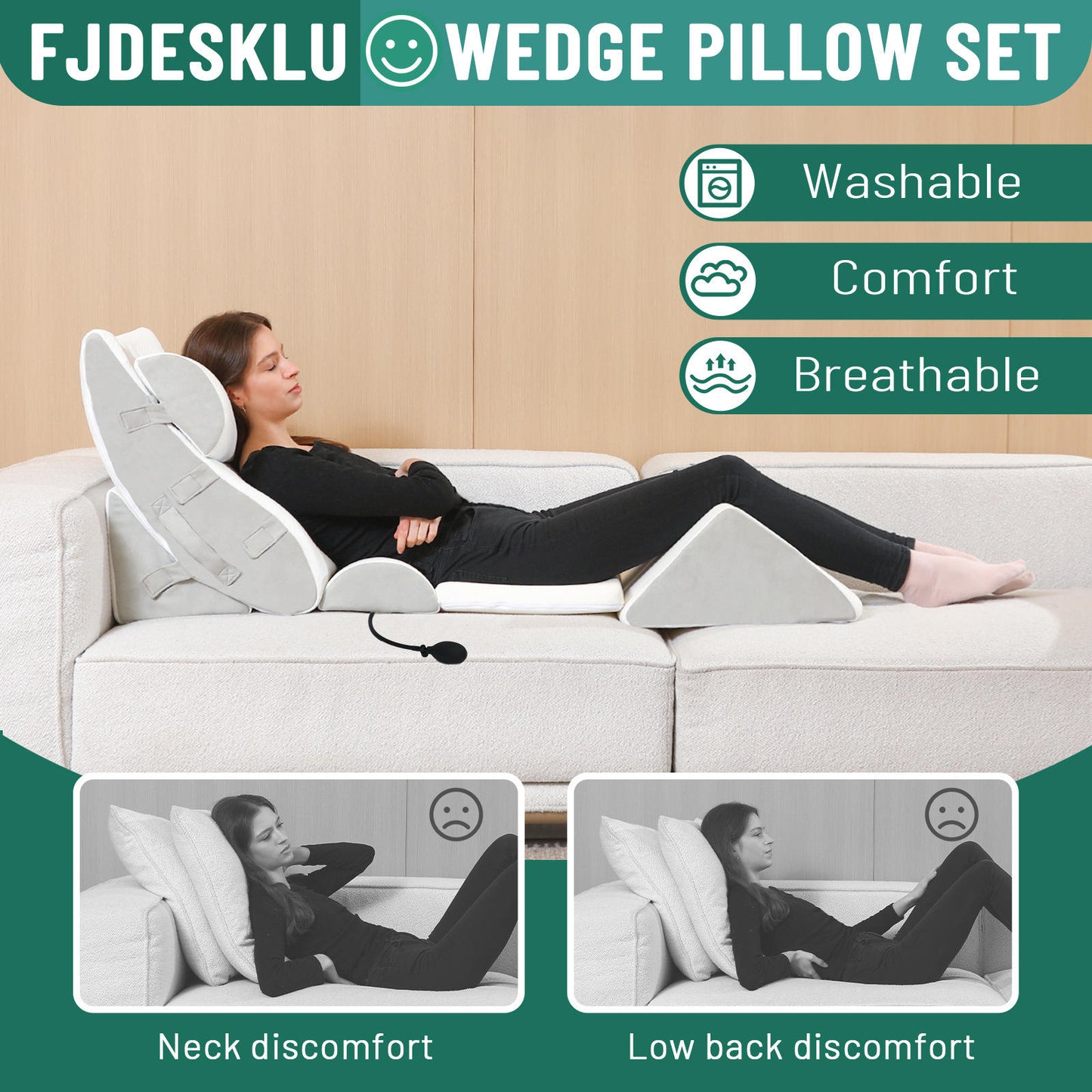 Modern Six-Piece Reading Cushion Set Cervical Spine Sleep Leg Pillow Decompression Design for Living Room Storage Bags