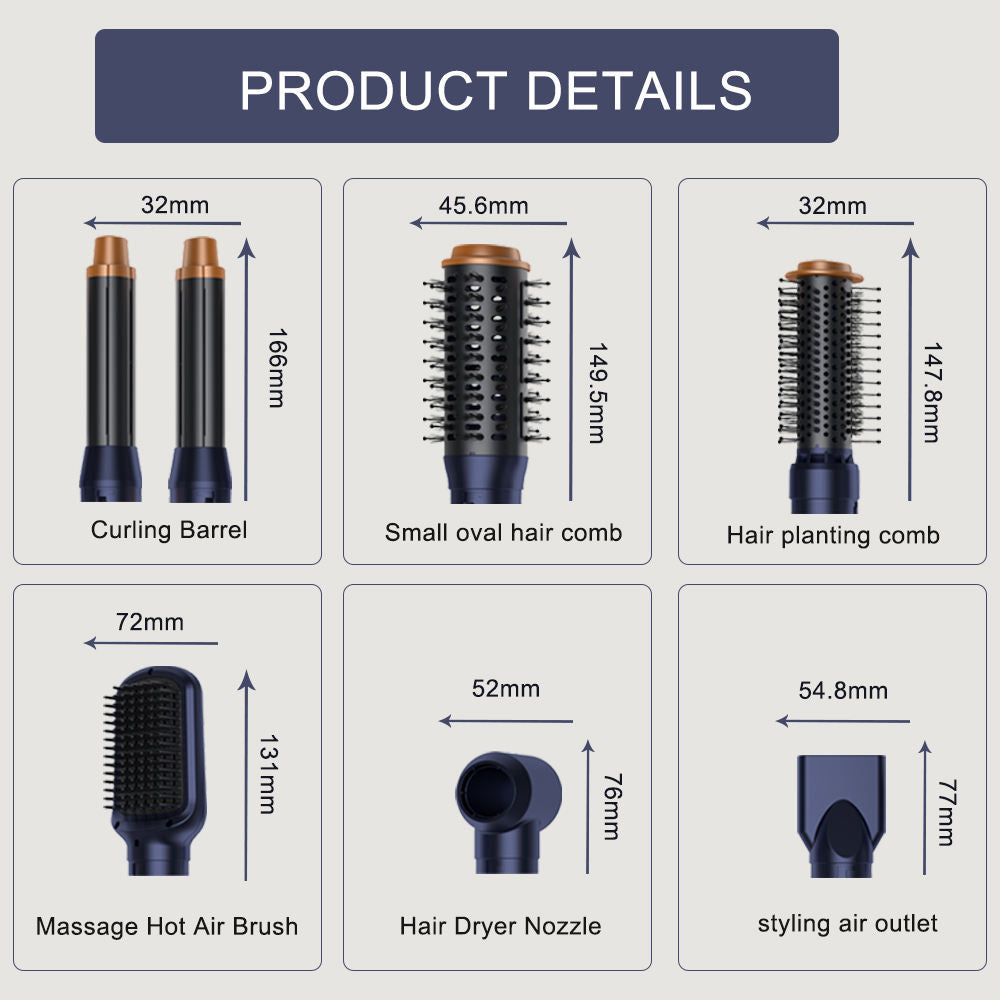 7-in-1 Professional Hot Air Styler & Hair Dryer | 2000W Ionic Salon-Quality Styling Kit | Electric Straightener, Curler & Volumizer for All Hair Types