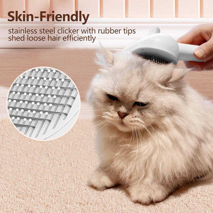 3-in-1 Multipurpose Steamy Pet Brush for Cats & Dogs | Electric Spray Grooming Brush with Self-Cleaning Function | Gentle Silicone Hair Remover & Massager