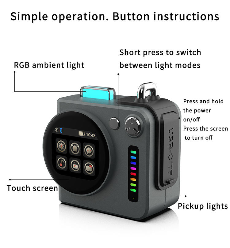 Portable Smart Speakers HD Sound Touch Screen RGB LED Lighting Voice Control Audio Subwoof for Home Theatre Outdoor Mobile Phone