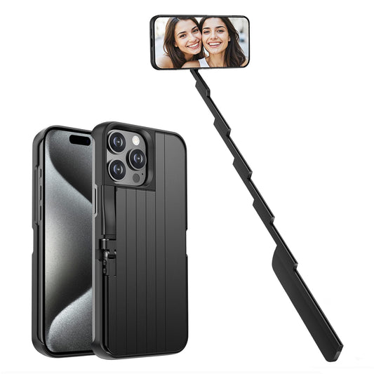 3-in-1 Bluetooth Selfie Stick Phone Case – Compatible with iPhone 15 Pro Max