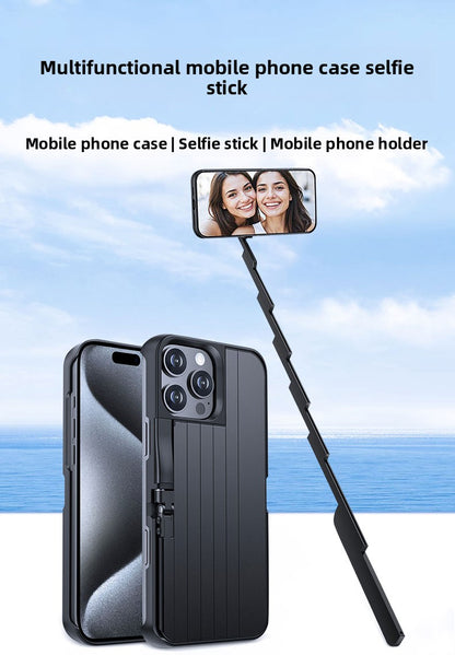 3-in-1 Bluetooth Selfie Stick Phone Case – Compatible with iPhone 15 Pro Max