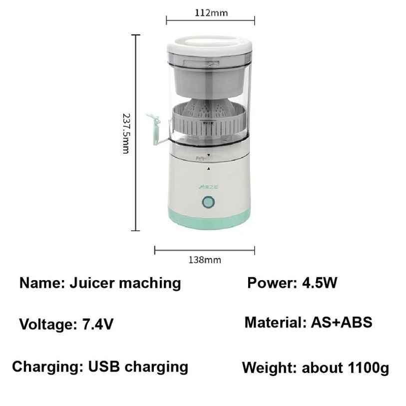 Electric Fruit Juicer Machine for Travel & Kitchen Purpose, Portable, Rechargeable.