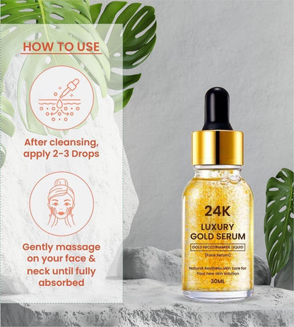 24K Gold FACE SERUM FOR ANTI - AGEING AND DULLNESS REDUCTION (BUY 1 GET 1 FREE)...